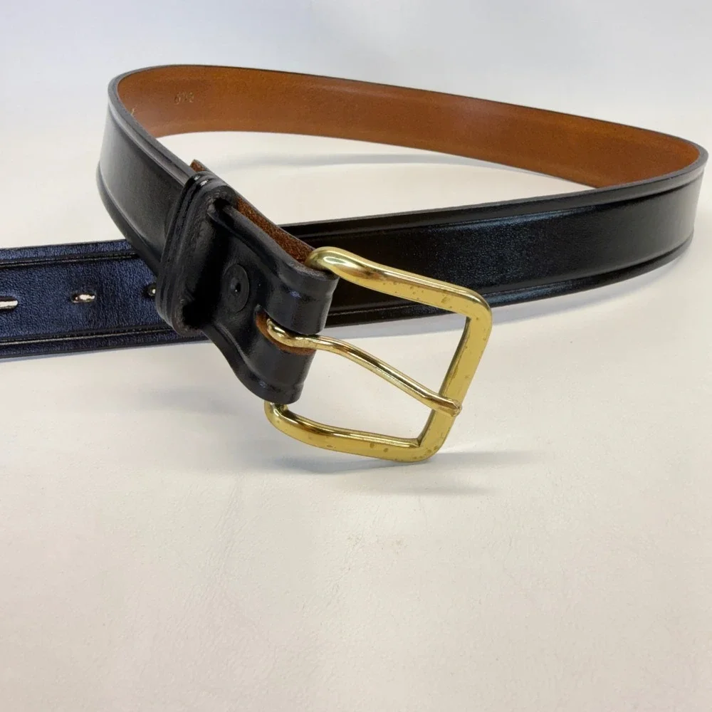 Don Hume Black Leather Belt Solid Brass Buckle Mens Size 36